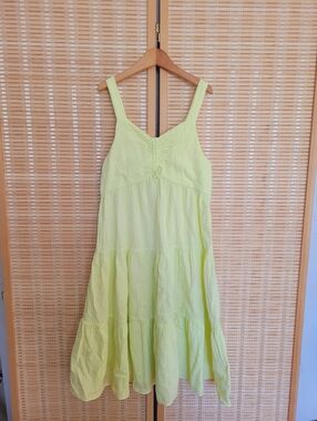 Zara Pale Yellow Elastic Waist Dress